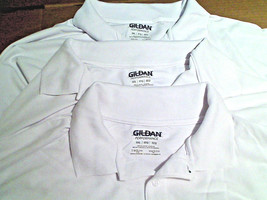 Three NEW Gildan Performance 5XL White Polo Shirts 100% Polyester Postpaid Nice! - £23.98 GBP