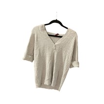 Vintage Gitano Womens Siz 18 20 Gray Cableknit hooded sweater short sleeve vNeck - £19.46 GBP