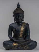 Ancien Style Khmer Bois Assis Bouddha Statue Dhyana Méditation Mudra 21c... - £172.38 GBP