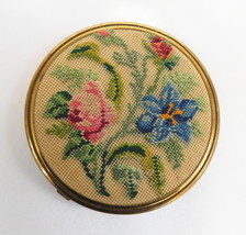 Mondaine Powder Compact with Imported Hand Made Petit Point Cover # 20872 - £66.82 GBP