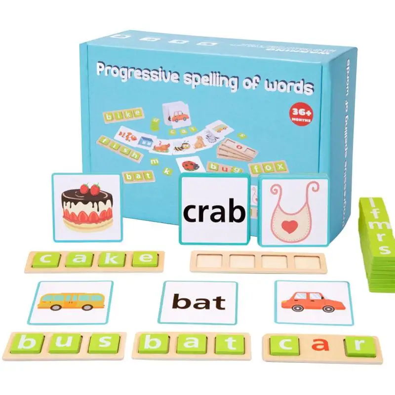 Word Builder Games Wooden CVC Word Spelling Games Short Vowel Letters Reading - £20.28 GBP
