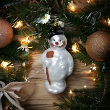 Midwest Ornament Snowman Hat, Pipe &amp; Broom Glitter Blown Glass Christmas Holiday - £14.80 GBP