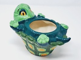 Ceramic Turtle On Its Back Plant / Succulent Planter Pot kitschy Green Decor - £11.51 GBP