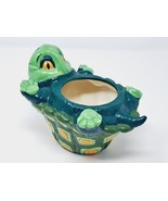 Ceramic Turtle On Its Back Plant / Succulent Planter Pot kitschy Green D... - £11.27 GBP