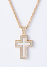 NEW Rue 21 Gold Gem Glitter Cross Necklace 30&quot; - £7.99 GBP