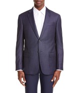 Emporio Armani Trim Fit Dot Wool Sport Coat Blue Plaid $1495, Sz 54 L - €427,01 EUR