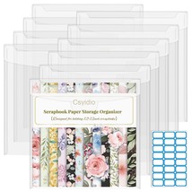 10Pcs 12 X 12 Inch Scrapbook Paper Storage Organizer With Label Stickers, Clear  - £19.01 GBP