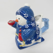 Snowman Pitcher Creamer Syrup Blue Snowflakes MCO Christmas Holiday Serving - £14.69 GBP