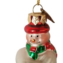 Christmas Ornament Hand Blown Glass Snowman Bicycle Thomas Pacconi 2003 Holiday - £15.93 GBP