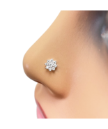 18ct White Gold  Beautiful Eight Petal Floral Nose Stud/Pin 5.5mm Width - $119.26 CAD