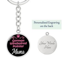 Dog Mom Keyring German Wirehaired Pointer Mama Circle Keychain Stainless Steel  - £30.33 GBP+