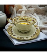 Hertel-Jacob Rehau Teacup Saucer Bavaria Porcelain 9624 Floral Gold Trim... - £72.64 GBP