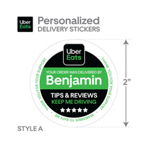 Personalized! 2&quot; Uber Delivery Sticker -  &quot;Tips &amp; Reviews Keep Me Driving&quot;  - £2.81 GBP+