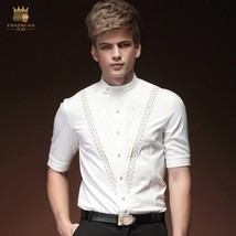 Free Shipping New fashion male Men&#39;s man 1/2 half sleeved summer slim casual man - £96.59 GBP