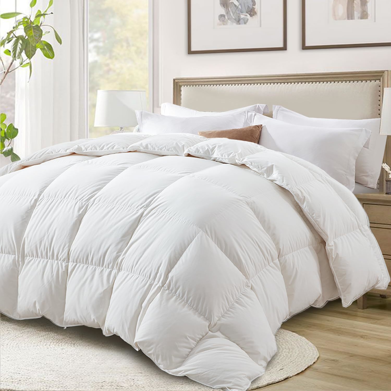 Ultra-Soft Down Feather Comforter King Size,Luxurious Hotel Collection Fluffy Du - $267.99