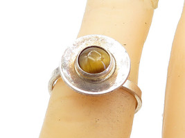 ISRAEL 925 Sterling Silver - Vintage Tiger&#39;s Eye Solitaire Ring Sz 6 - RG4309 - £26.61 GBP