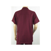 Men 2pc Walking Leisure Suit Short Sleeves By DREAMS 255-06 Solid Burgundy image 4