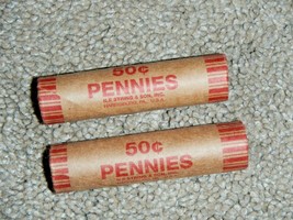 2 rolls 100 Lincoln pennies Unsearched mixed 1959-1982 Copper penny maybe Wheats - £5.20 GBP