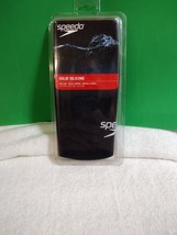 New, Speedo 751104 Unisex Black Silicone Swim Cap White Logo One Size - $12.34