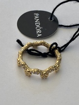 Genuine Pandora Flower Crown Gold CZ Ring Size 3.75 - £62.91 GBP