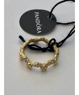 Genuine Pandora Flower Crown Gold CZ Ring Size 3.75 - $1,508.03 MXN