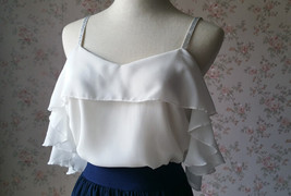 2-Piece Summer Bridesmaid Dress Plus Size Maxi Chiffon Skirt White Chiffon Top image 5
