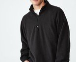 Cotton On Mens Polar Quarter Zip Fleece Sweatshirt in Washed Black-Medium - $24.99