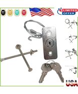 Modern Emergency Garage Door Lock with Key and 3&#39; Steel Cable - 8x4 Inches - $27.89 CAD
