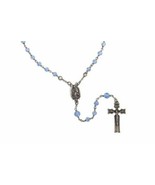 BEAUTIFUL LADY GUADALUPE ROSARY WITH BLUE GLASS BEADS IN LEAD FREE PEWTER - £22.79 GBP