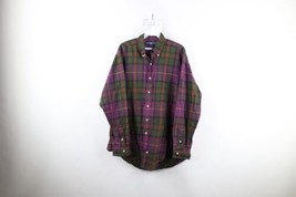 Vtg 90s Ralph Lauren Mens Large Faded Rainbow Plaid Flannel Button Down Shirt - $54.40