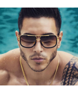 Flat Top Hot Square Sunglasses Men Women Luxury Brand Design  - $24.67 CAD