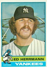 1976 Topps ED Herrmann 406 Yankees EXMT - $1.00