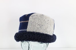 Vintage 90s Streetwear Wool Blend Patchwork Fuzzy Fleece Lined Bucket Hat Womens - £39.74 GBP