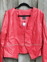 Vegan Leather Jacket Open Front Womens 2X Red - $39.89
