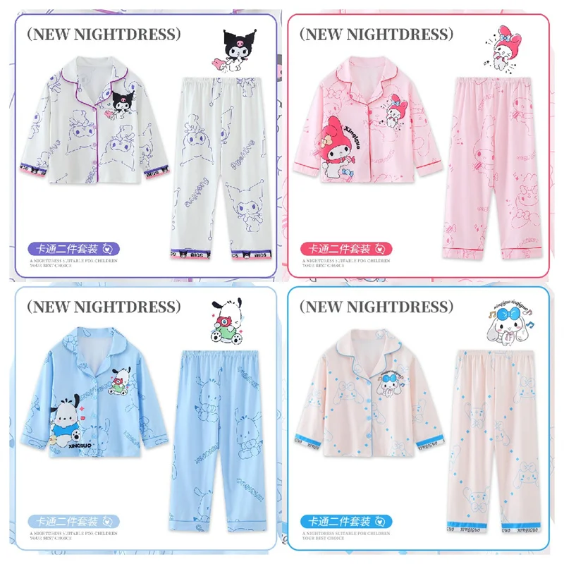 Lovely Sanrio Children Pajamas Set Kawaii Cartoon Kuromi Cinnamoroll My Melody - £11.59 GBP+