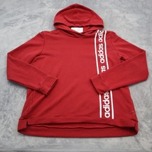 Adidas Sweater Womens XL Red Cotton French Terry Hooded Pullover Spell Out - $29.68