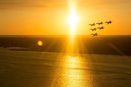 US Navy Blue Angels fly over Pensacola Bay Florida Photo Print - $8.81+