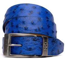 Domenico Genuine Exotic & Ostrich Belt Electric Blue image 3