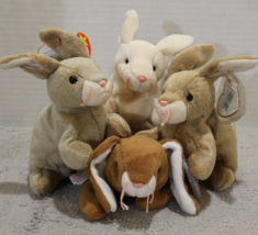 Ty Beanie Babies Baby Bunnies Lot of 4 Hang Tush Tags Nibbler Ears Nibbly - $12.82