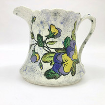 Vintage Frank Flores Ceramic Pitcher with Pansies Hand Made 1958 - £31.13 GBP