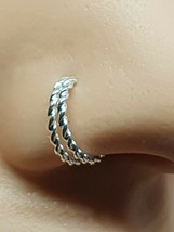 Fake Nose Ring Double Twist Wire Clip On Coil Twin Ring Ear Nose Real 925 Silver - £5.36 GBP