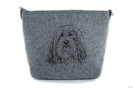 Bearded Collie,Felt, gray bag, Shoulder bag with dog, Handbag, Pouch, Hi... - $39.99
