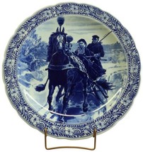 Antique Plate Petrus Regout Blue Delft Carriage Large White Ceramic - £135.09 GBP