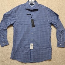 Tommy Hilfiger Mens Dress Shirt Blue Check Long Sleeve Size 15 1/2 32-33 NWT - £13.73 GBP