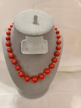 Claire’s Vintage Red Beaded Necklace Silvertone Metal - £10.59 GBP