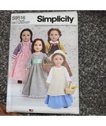 Simplicity 9516 For 18&quot; Doll Clothes, Dress, Apron, Jacket Sewing Pattern - $179.51 MXN