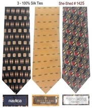 Three Silk Ties - Nautica, Bill Blass and Martin Wong 100% Silk Neckties - £11.76 GBP