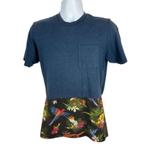 On The Byas Mens Size S Tropical Bird Print T-Shirt Blue &amp; Multi-Color - £10.83 GBP