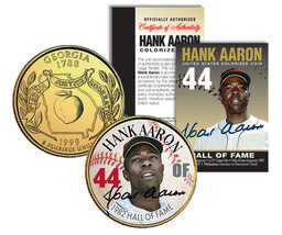 HANK AARON * Hall of Fame * Legends Colorized Georgia Quarter Gold Plate... - €11,17 EUR
