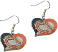New Chicago Bears NFL Silver Swirl Heart Dangle Earrings Non-Allergenic ... - £10.01 GBP